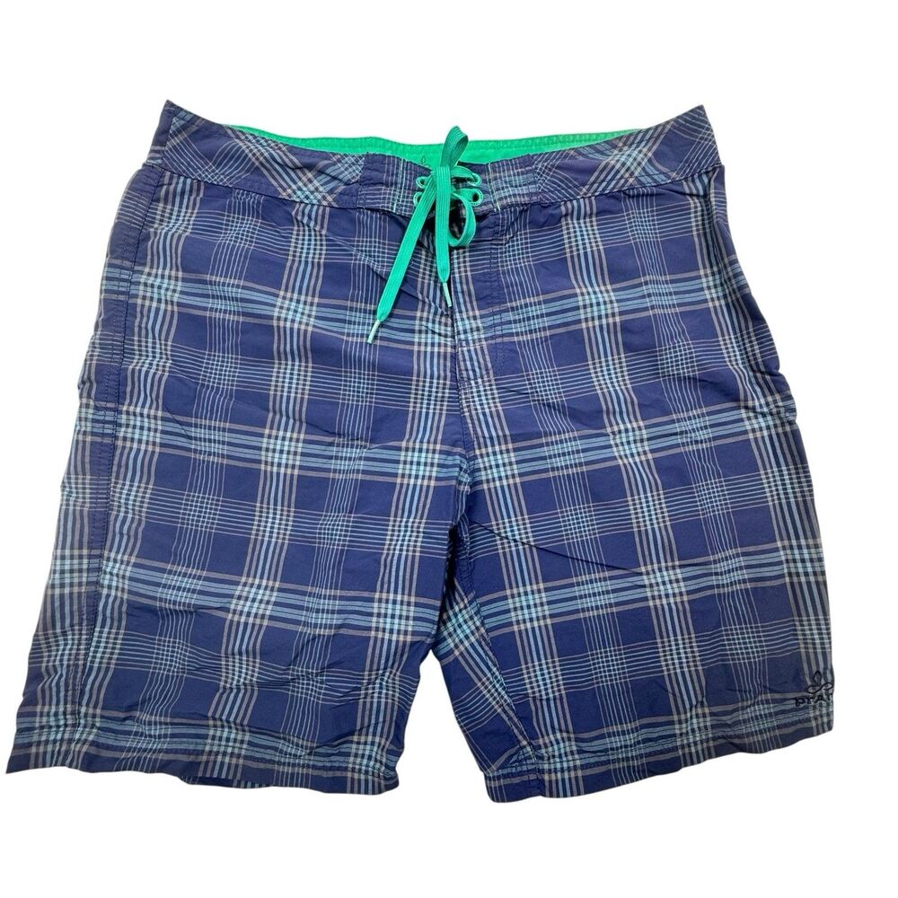 Prana Blue Plaid Board Shorts UPF 50+ Men’s Size 35